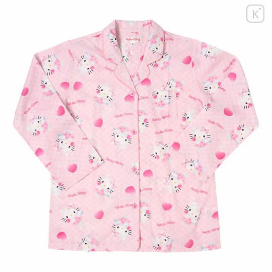 Japan Sanrio Broadcloth Shirt Pajamas (M) - Hello Kitty : Angel Pink - 2