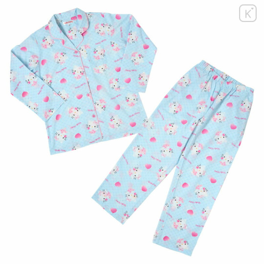 Japan Sanrio Broadcloth Shirt Pajamas (M) - Hello Kitty : Angel Light Blue - 1