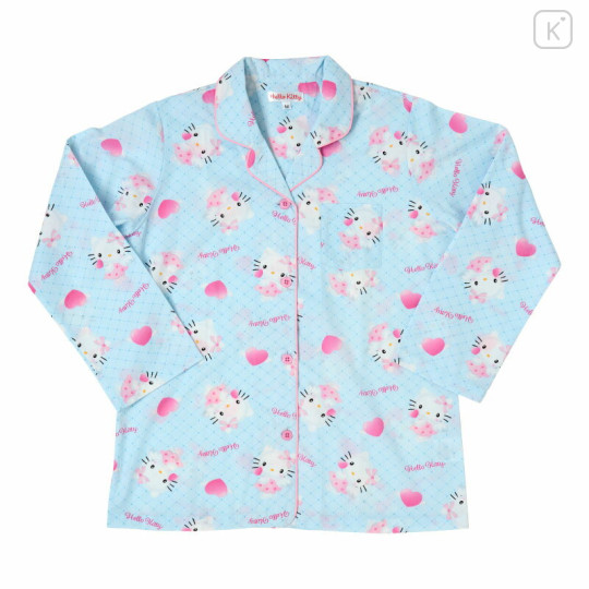 Japan Sanrio Broadcloth Shirt Pajamas (M) - Hello Kitty : Angel Light Blue - 2