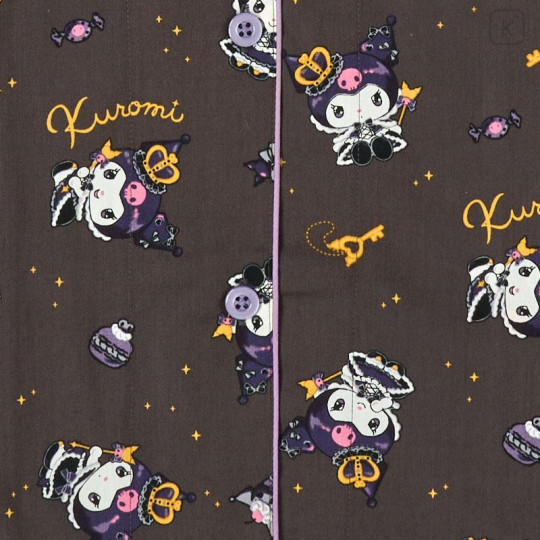 Japan Sanrio Broadcloth Shirt Pajamas (M) - Kuromi : Frill Crown Black - 4
