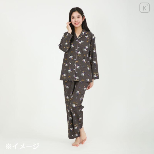 Japan Sanrio Broadcloth Shirt Pajamas (M) - Kuromi : Frill Crown Black - 5