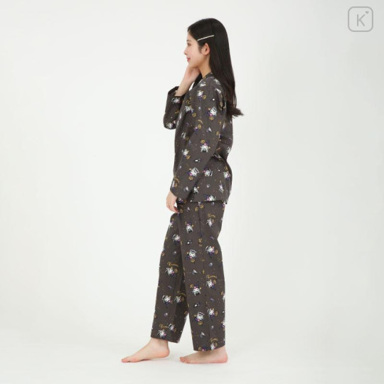Japan Sanrio Broadcloth Shirt Pajamas (M) - Kuromi : Frill Crown Black - 6