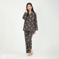 Japan Sanrio Broadcloth Shirt Pajamas (L) - Kuromi : Frill Crown Black - 5