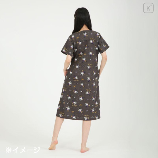 Japan Sanrio Short Sleeve Room Dress - Kuromi : Frill Crown Black - 5