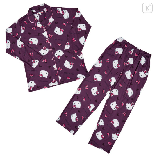 Japan Sanrio Shirt Pajamas (M) - Hello Kitty : Butterfly Gray - 1
