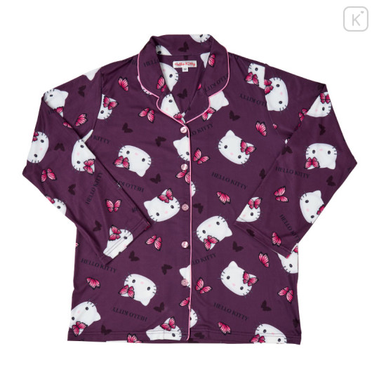 Japan Sanrio Shirt Pajamas (M) - Hello Kitty : Butterfly Gray - 2