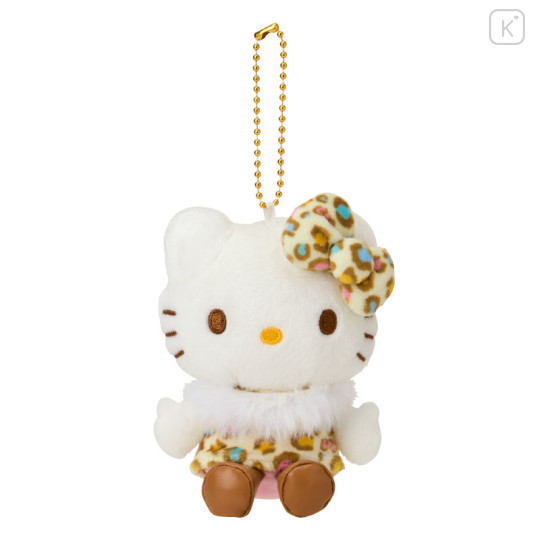 Japan Sanrio Mascot Holder - Hello Kitty : Leopard Collection White - 1