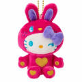 Japan Sanrio Mascot Holder - Hello Kitty : Colorful Bunny Collection Red - 2