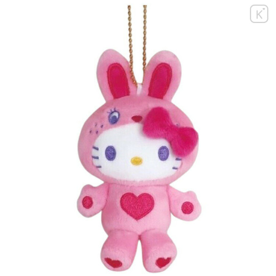 Japan Sanrio Mascot Holder - Hello Kitty : Colorful Bunny Collection Pink - 1