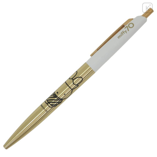 Japan Miffy Brass Clip Ball Pen - Miffy 70th Anniversary Crown Gold White - 1