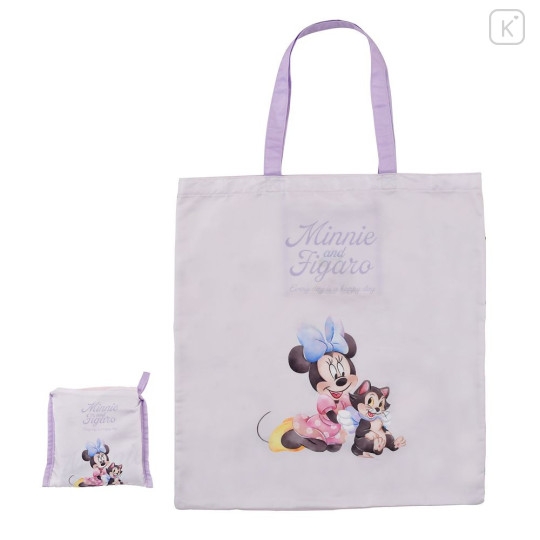Japan Disney Store Eco Shopping Bag - Minnie Mouse : Figaro Cat Watercolor Purple - 1