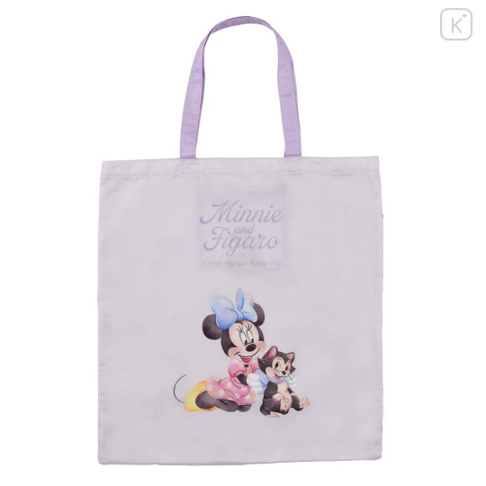 Japan Disney Store Eco Shopping Bag - Minnie Mouse : Figaro Cat Watercolor Purple - 2