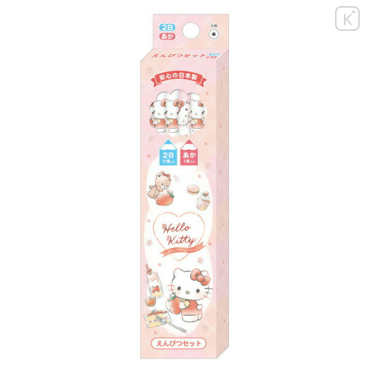 Japan Sanrio 2B & Red Pencil 12pcs Set - Hello Kitty : Tiny Chum Dessert - 1