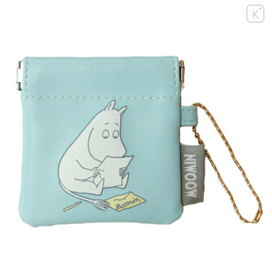 Japan Moomin Mini Squeeze Pinch Pouch - Moomintroll : Light Blue - 1