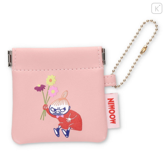 Japan Moomin Mini Squeeze Pinch Pouch - Little My : Light Pink Flower - 1