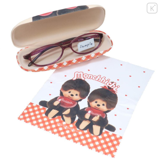 Japan Monchhichi Glasses Case - Orange Ghingam - 2