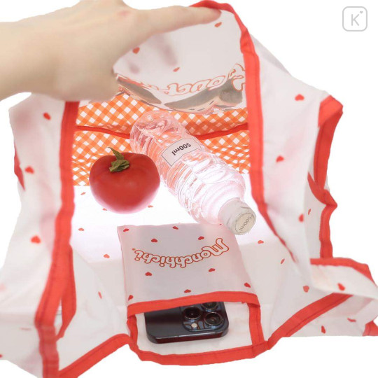 Japan Monchhichi Eco Shopping Bag - Orange Ghingam - 3