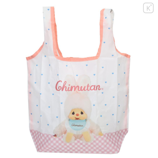 Japan Monchhichi Eco Shopping Bag - Chimutan Gingham Pink - 1