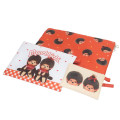 Japan Monchhichi Flat Pouch Set - Orange Ghingam - 2