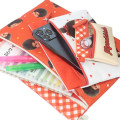 Japan Monchhichi Flat Pouch Set - Orange Ghingam - 3