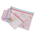 Japan Monchhichi Flat Pouch Set - Chimutan Gingham Pink - 1