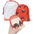 Japan Monchhichi Drawstring Bag Set - Orange Ghingam - 2