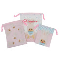 Japan Monchhichi Drawstring Bag Set - Chimutan Gingham Pink - 1