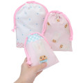 Japan Monchhichi Drawstring Bag Set - Chimutan Gingham Pink - 2