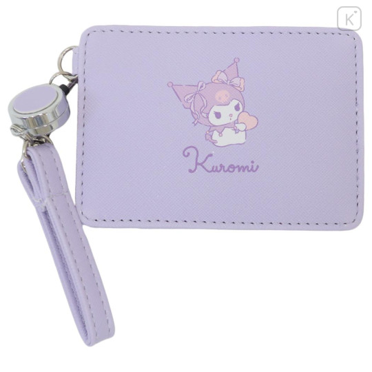 Japan Sanrio Pass Case Card Holder & Reel - Kuromi : Star - 1