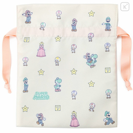 Japan Super Mario Brothers Drawstring Pouch - Beige Pink - 1