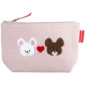 Japan The Bear's School Boat-Shaped Pouch - Pink Love Striped - 1