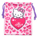 Japan Sanrio Drawstring Bag - Hello Kitty : Gogo Gal Collection Leopard Pink - 1