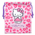 Japan Sanrio Drawstring Bag - Hello Kitty : Gogo Gal Collection Leopard Pink - 2