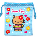 Japan Sanrio Drawstring Bag - Hello Kitty : Tan Swimsuit Party Ice Cream Blue - 1