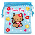 Japan Sanrio Drawstring Bag - Hello Kitty : Tan Swimsuit Party Ice Cream Blue - 2