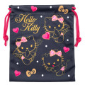 Japan Sanrio Drawstring Bag - Hello Kitty : Gogo Gal Collection Little Devil Black Pink - 1