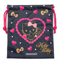 Japan Sanrio Drawstring Bag - Hello Kitty : Gogo Gal Collection Little Devil Black Pink - 2