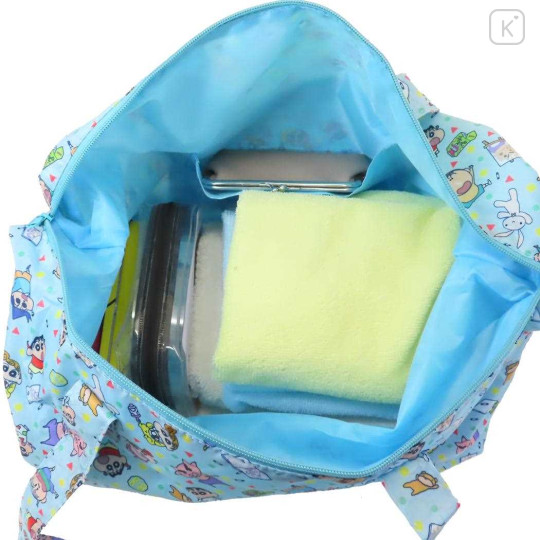 Japan Crayon Shin-chan Travel Folding Boston Bag - Friends Blue - 3