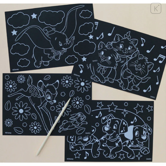 Japan Disney Scratch Art Paper - Bambi & Dumbo & Marie & 101 Dalmatians - 2