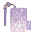 Japan Sanrio Pass Case Card Holder & Reel - Kuromi : Moon - 1
