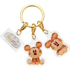 Japan Disney Acrylic Keychain 3 Charm - Mickey Mouse & Minnie Mouse : Nui Bread