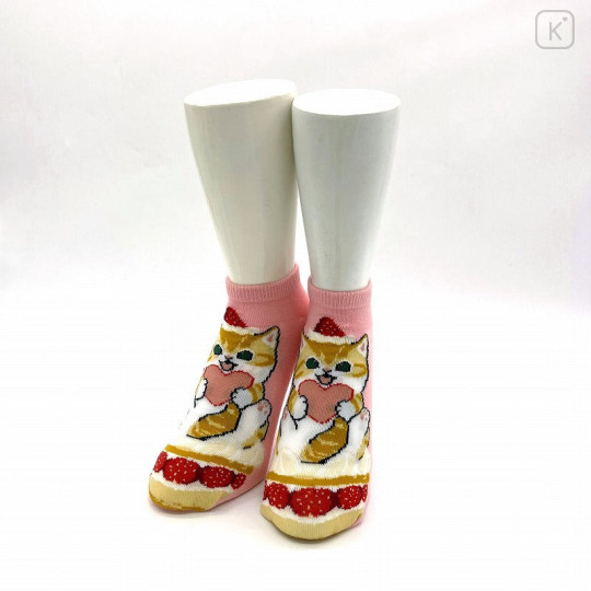 Japan Mofusand Ankle Socks - Cat : Strawberry Cake Love Pink - 2