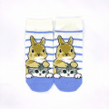 Japan Mofusand Ankle Socks - Cat : Rabbit Buddy White Blue Striped - 1