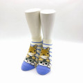 Japan Mofusand Ankle Socks - Cat : Rabbit Buddy White Blue Striped - 2