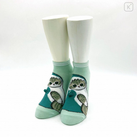 Japan Mofusand Ankle Socks - Cat : Shark Nyan Mint Striped - 2