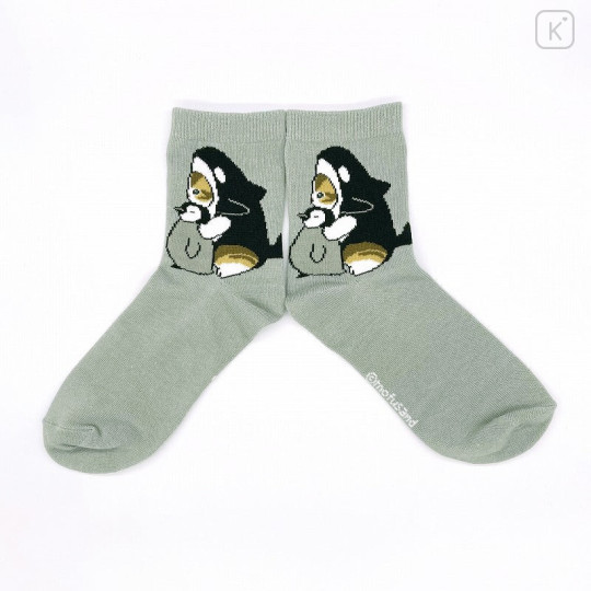 Japan Mofusand Crew Socks - Killer Whale Cat : Penguin Look - 1