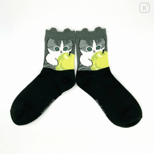 Japan Mofusand Crew Socks - Cat : Green Apple - 1