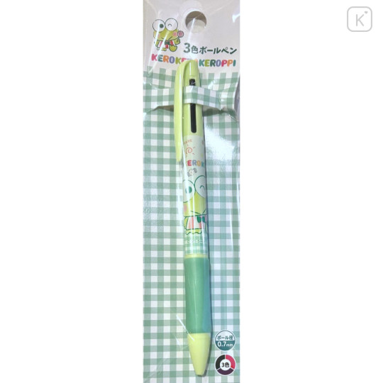 Japan Sanrio 3 Color Multi Ball Pen - Keroppi : Gingham Green - 1