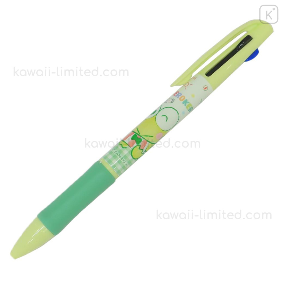 Japan Sanrio 3 Color Multi Ball Pen - Keroppi : Gingham Green