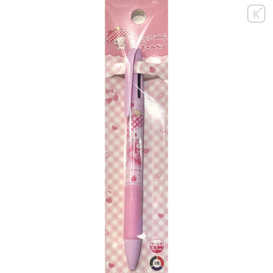 Japan Sanrio 3 Color Multi Ball Pen - My Melody : Gingham Pink - 1